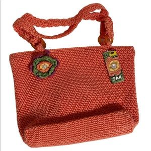 The Sak Orange Crochet Tote